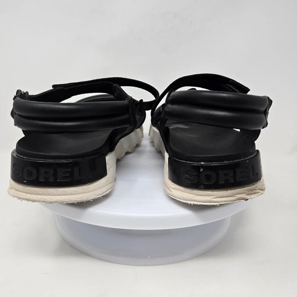 Sorel Kinetic Impact Slingback Sandals Black White NL4972-010 Womens 12